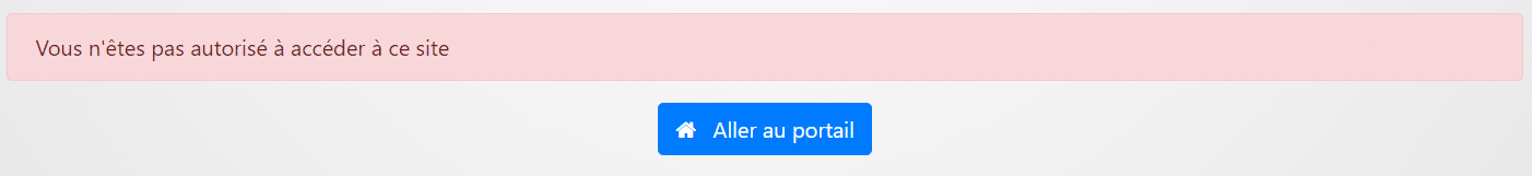 Message d'erreur généré lors de la tentative d'accès à XYZ avec une session empruntée